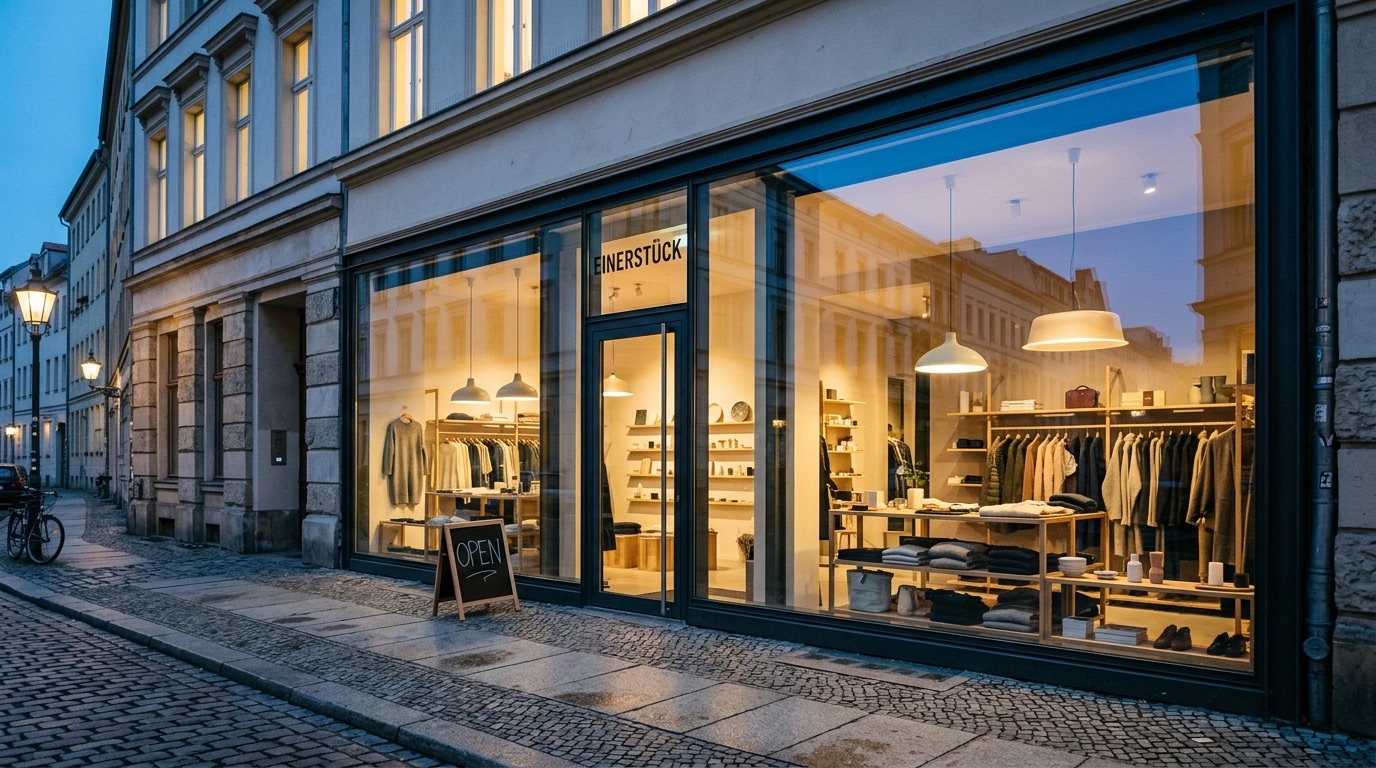 Nachher: Glasklarer Boutique-Schaufenster in Mitte